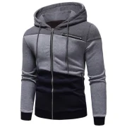 Zipper Drawstring Panel Hoodie - Multi-b Fansmadedirect