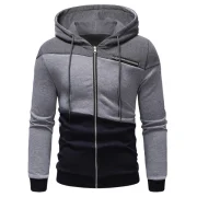 Zipper Drawstring Panel Hoodie - Multi-b Fansmadedirect
