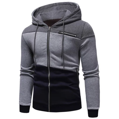 Zipper Drawstring Panel Hoodie - Multi-b Fansmadedirect