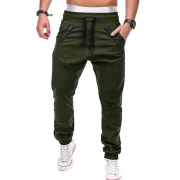 Zipper Embellished Elastic Waist Jogger Pants - Army Green Fansmadedirect