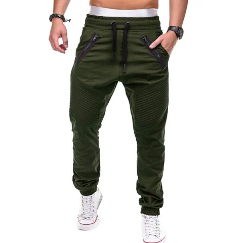Zipper Embellished Elastic Waist Jogger Pants - Army Green Fansmadedirect