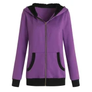 Zipper Fluffy Cat Ear Hoodie - Purple Fansmadedirect