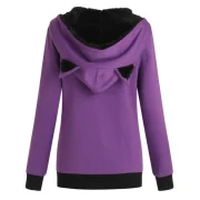 Zipper Fluffy Cat Ear Hoodie - Purple Fansmadedirect