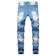 Zipper Fly Decoration Ripped Casual Jeans - Light Blue Fansmadedirect