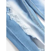 Zipper Fly Decoration Ripped Casual Jeans - Light Blue Fansmadedirect