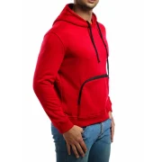 Zipper Pocket Casual Drawstring Hoodie - Red Fansmadedirect