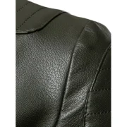 Zippers Embellished Casual Faux Leather Jacket - Army Green Fansmadedirect